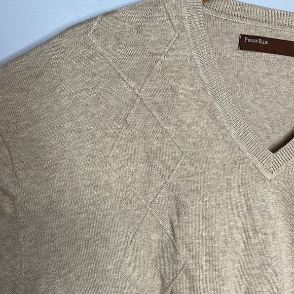 PERRY ELLIS PRINCIPLES V NECK SWEATER XXL SANDBAR HEATHER - Picture 2 of 7